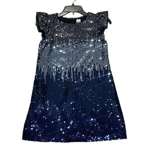 Gap Kids Dress Sequin Girls M Blue Wedding Glitter Holiday Birthday Day Party